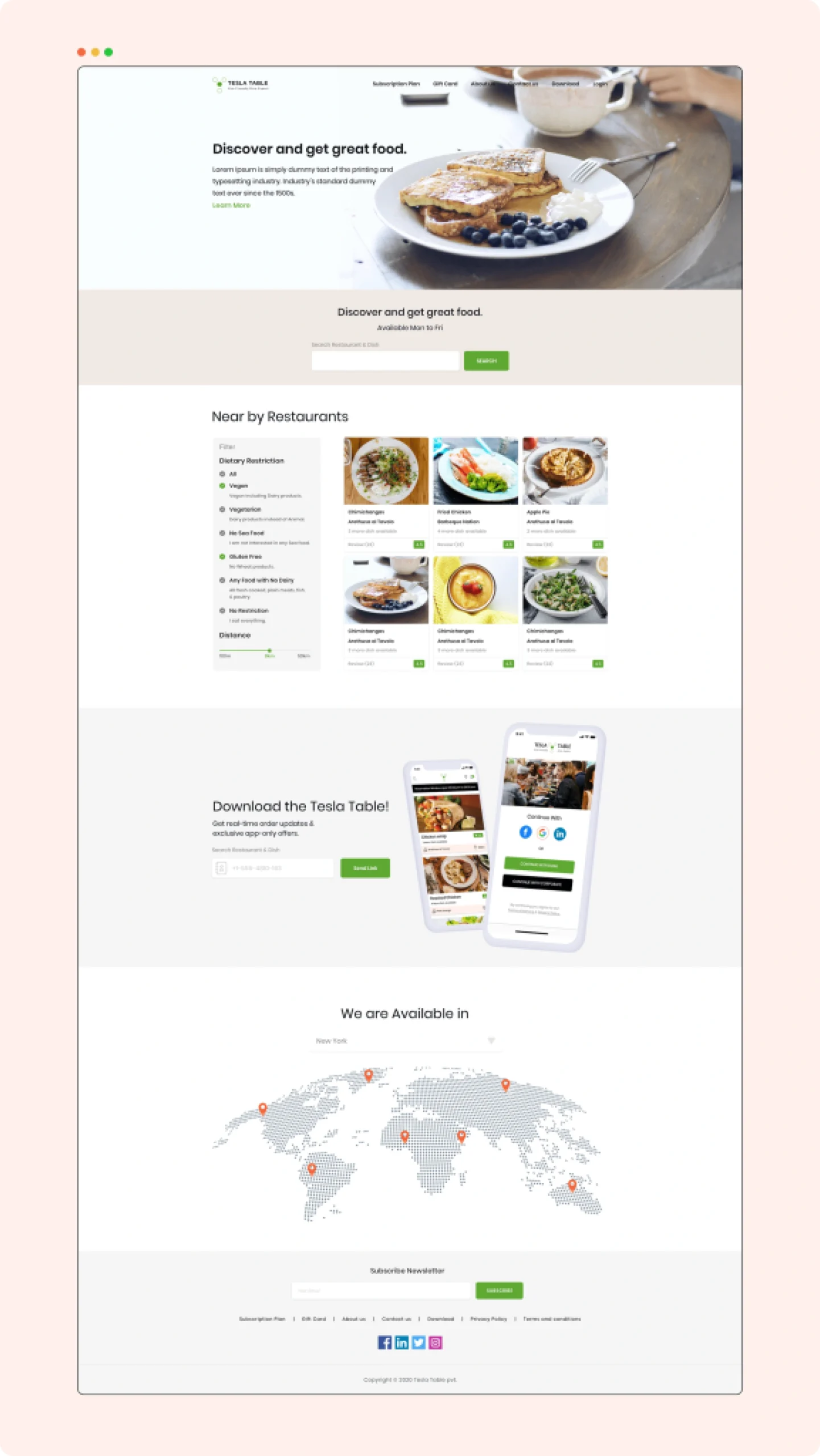 Restaurant Table Reservation App Website Landing Page