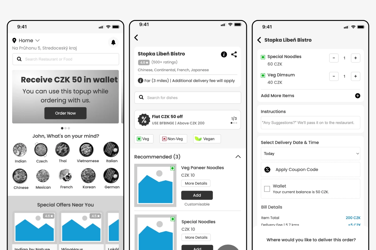 svaggy app wireframes