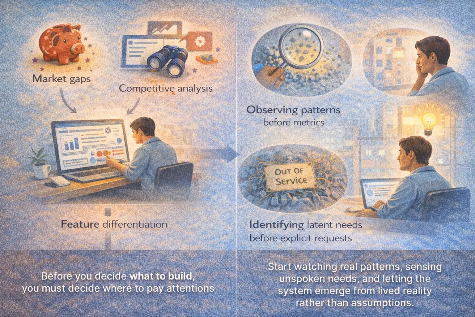 AI product strategies comparison illustration