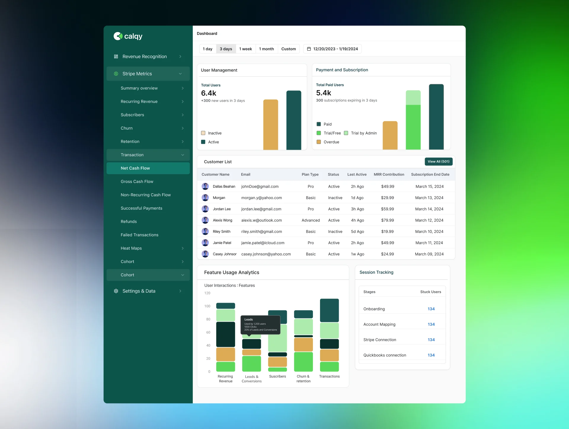 revenue recognition app hi-fi UI prototype