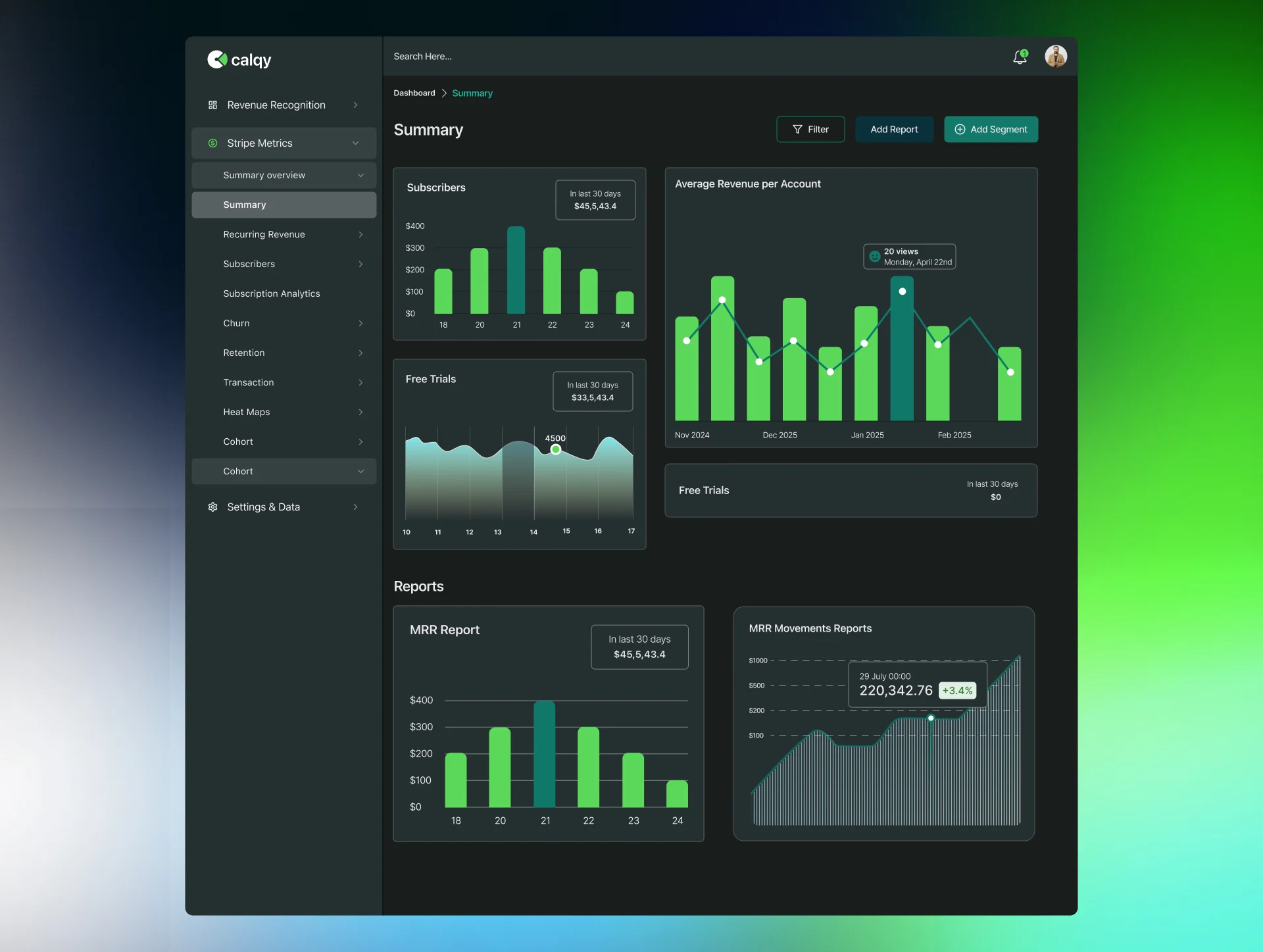 revenue recognition app hi-fi UI prototype