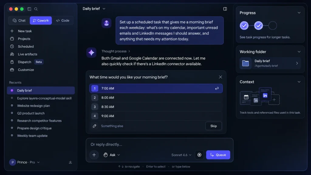 let the ui collect the context